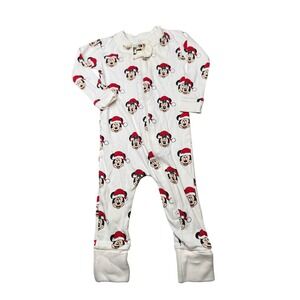 Monica + Andy Disney Mickey Minnie Mouse Christmas Pajamas 9-12M‎ Zip Sleeper